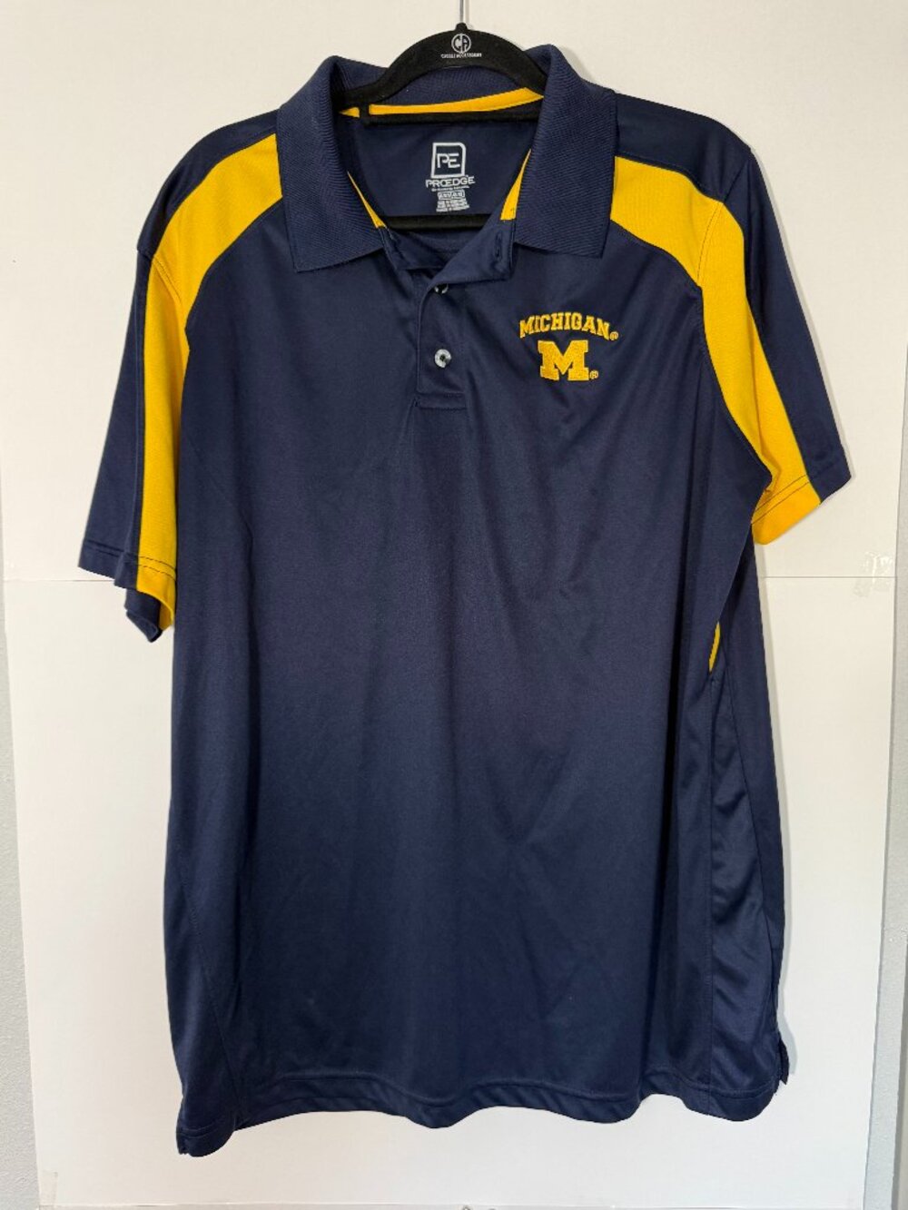 University of Michigan Polo Shirt Mens XL Blue Yellow Embroidered Golf